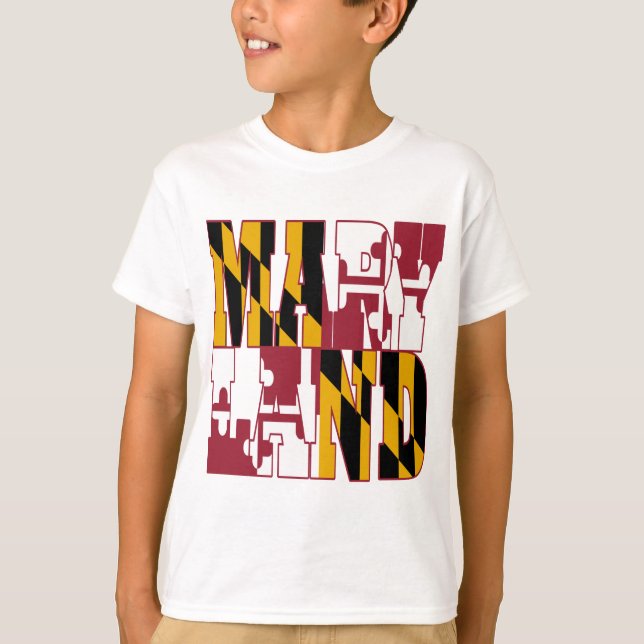 T-shirt Texte de drapeau d'état du Maryland (Devant)