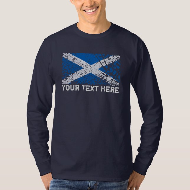 T-shirt Texte de l'Ecosse + Drapeau écossais grunge (Devant)