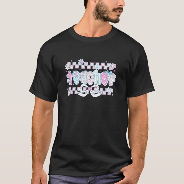 T-shirt Texte de ruban floral pour appréciation des enseig (Devant)