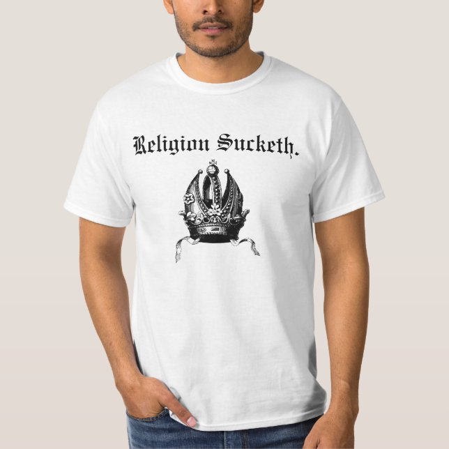 T-shirt Texte de Sucketh T w/back de religion (Devant)