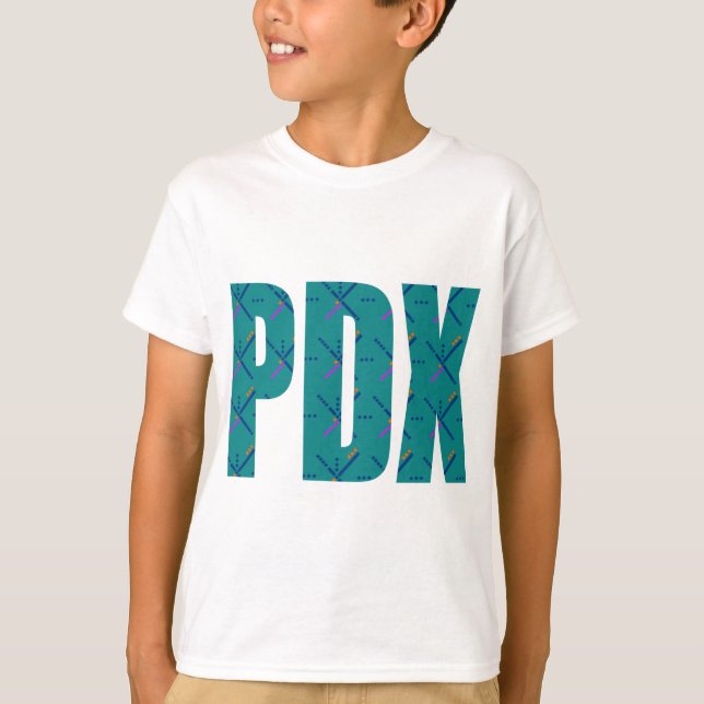 T-shirt Texte de tapis d'aéroport de PDX Portland (Devant)
