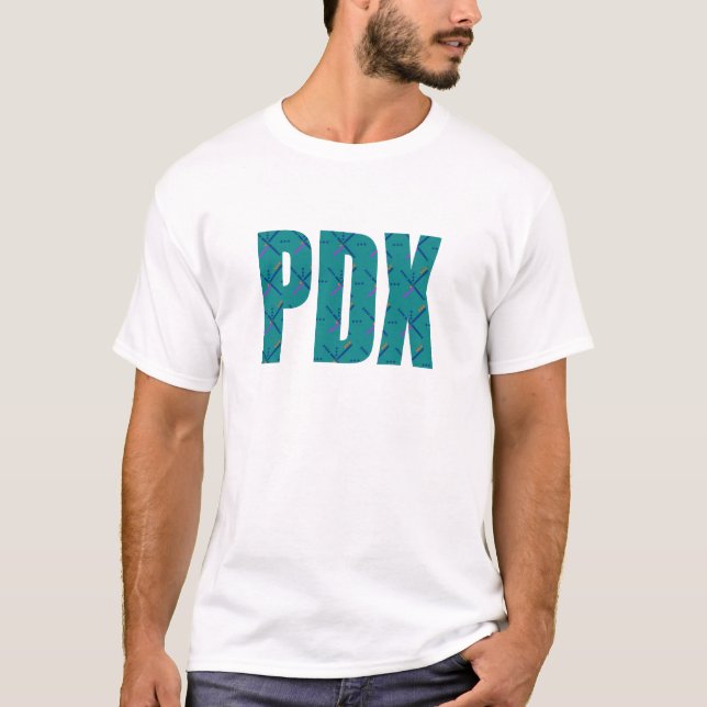 T-shirt Texte de tapis d'aéroport de PDX Portland (Devant)