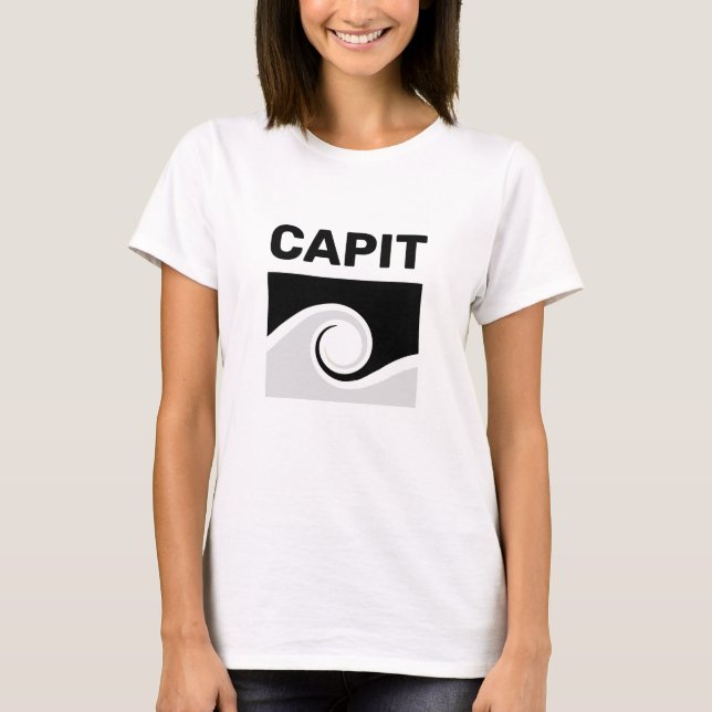 T-shirt Texte de tête gras et vagues abstraites (Devant)