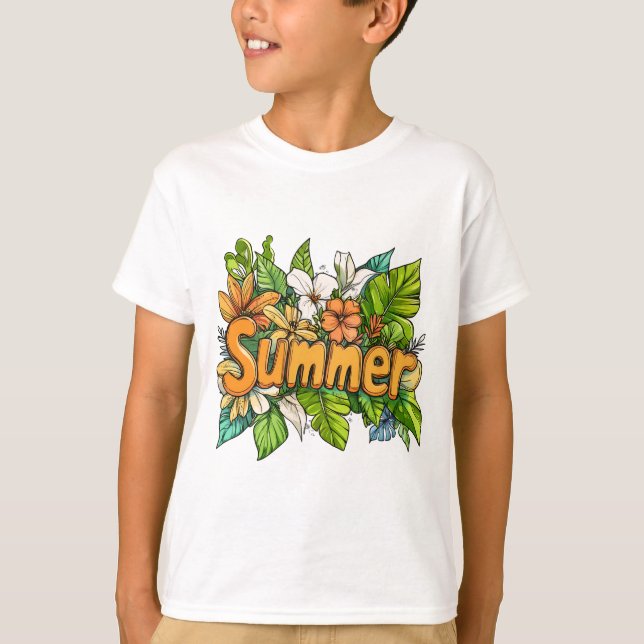 T-shirt Texte d'été - Design floral d'été (Devant)
