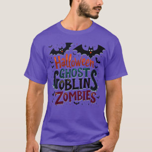 T-shirt Texte d'Halloween - Goblins fantômes et zombies