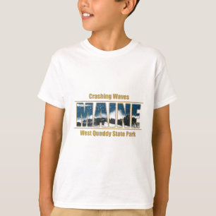 T-shirt Texte d'image du Maine - se briser de vagues