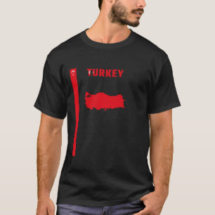 T-shirt Texte du drapeau turc vertical TURKEY Carte en sil