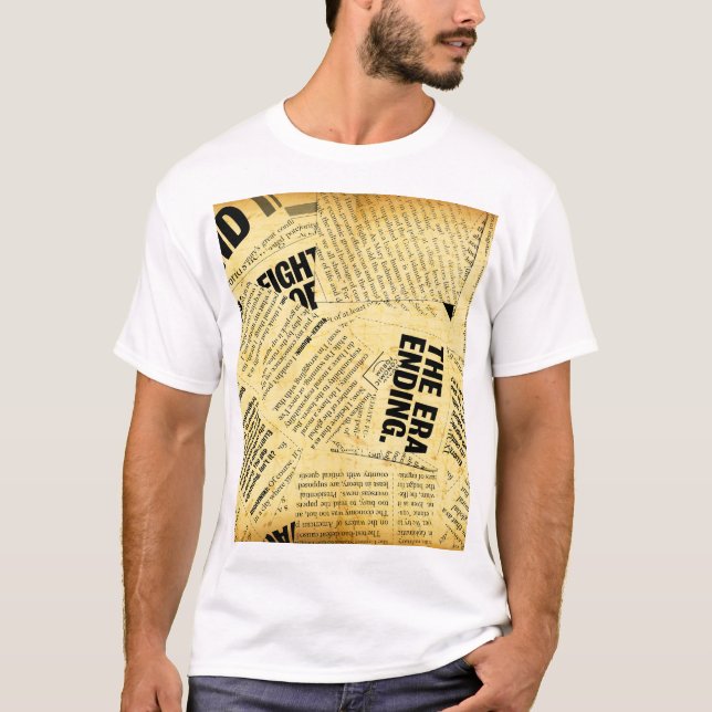 T-shirt Texte du journal de presse avec vieux papier (Devant)