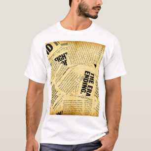 T-shirt Texte du journal de presse avec vieux papier