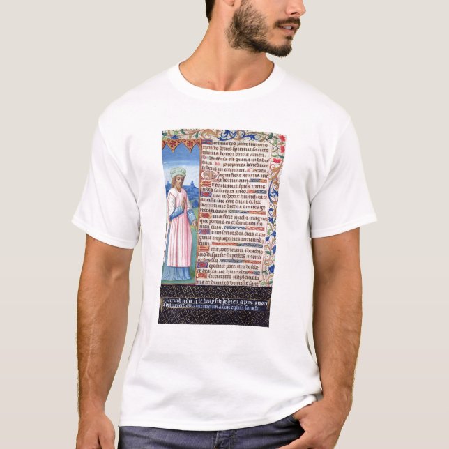 T-shirt Texte du Magnificat avec un portrait de (Devant)