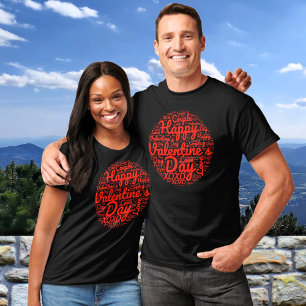 T-shirt Texte du script en forme d'Heureuse Sainte-Valenti