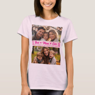 T-shirt Texte Élégant Photo Fête des Mères Aquarelle Rose