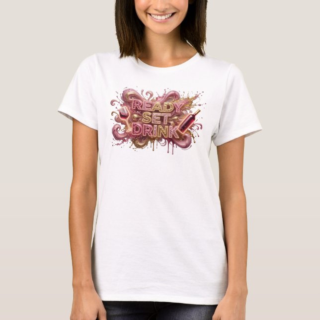 T-shirt Texte en 3D Striking Pink PRET À BOIRE Art (Devant)
