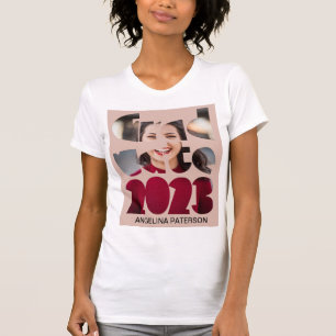 T-shirt Texte et photo rose moderne Diplômé 2023