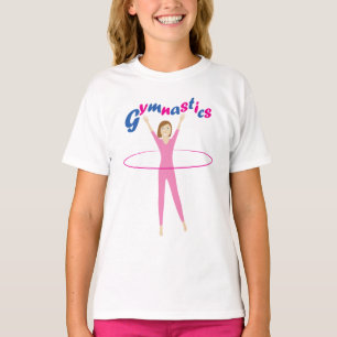 T-shirt Texte Gymnastique amusant avec Hula rose hooping f