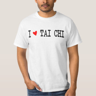 T-shirt Texte J'aime Tai Chi en Coeur Noir et Rouge