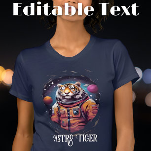 T-shirt Texte modifiable de l'astronaute coloré Tiger