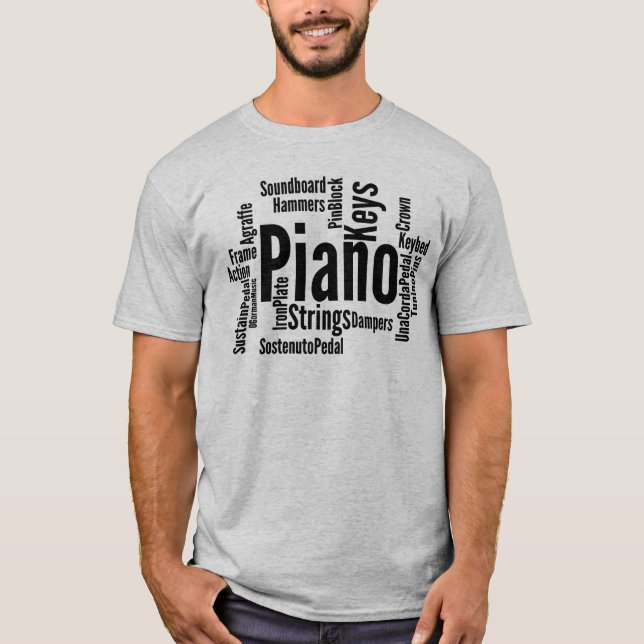 T-shirt Texte noir du mot piano (Devant)