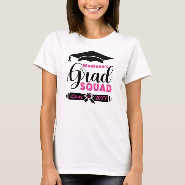 T-shirt Texte noir et rose Personnalisation Femmes Équipe  (Devant)