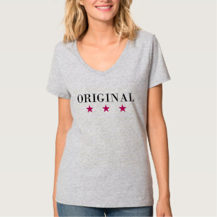 T-shirt Texte original avec Trois étoiles rouges symétriqu