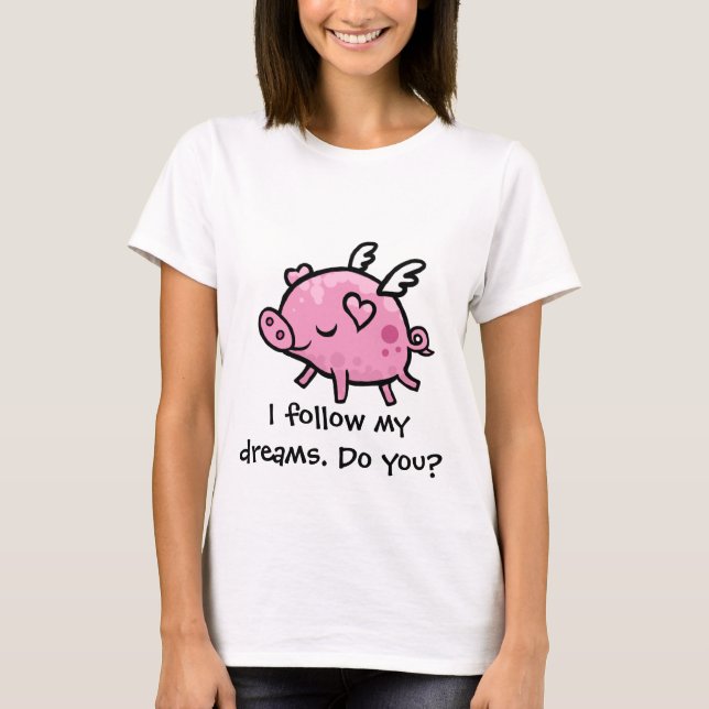 T-shirt Texte personnalisable de porc de vol de bande (Devant)