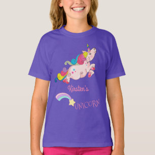T-shirt Texte Personnalisé / Arc-en-ciel Kawaii Unicorne c