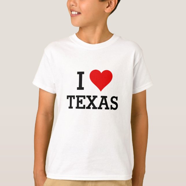 T-shirt Texte Personnalisé Classique I Love Texas Red Hear (Devant)