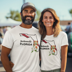 T-shirt Texte personnalisé Floride Drapeau & Fleur Orange 