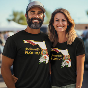 T-shirt Texte personnalisé Floride Drapeau & Fleur Orange