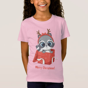 T-Shirt Texte personnalisé joli Raccoon de Noël