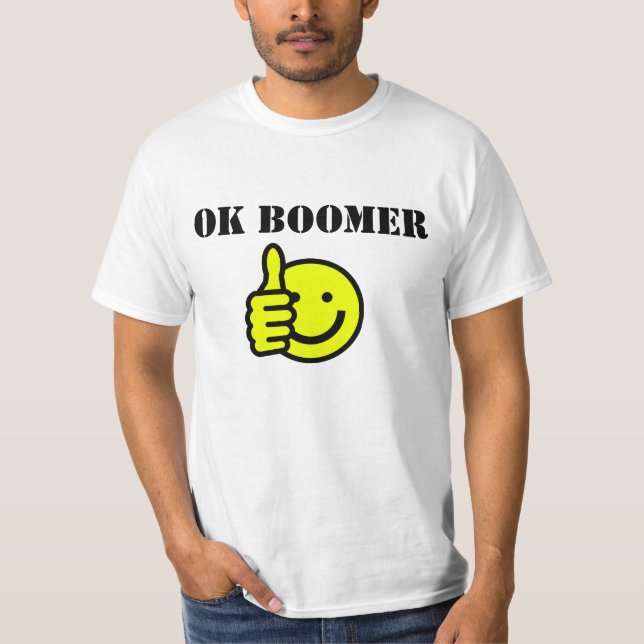 T-shirt Texte personnalisé OK Boomer Jaune Jaune Joyeux Po (Devant)