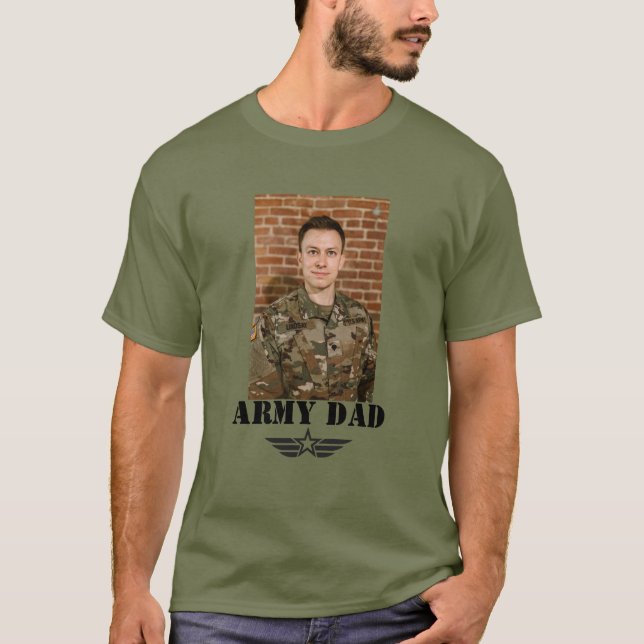 T-shirt Texte personnalisé Papa de l'armée avec photo (Devant)