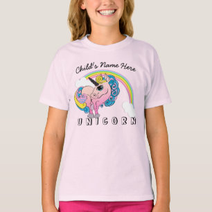 T-shirt Texte Personnalisé/ Pastel Unicorn Joli nuage Arc