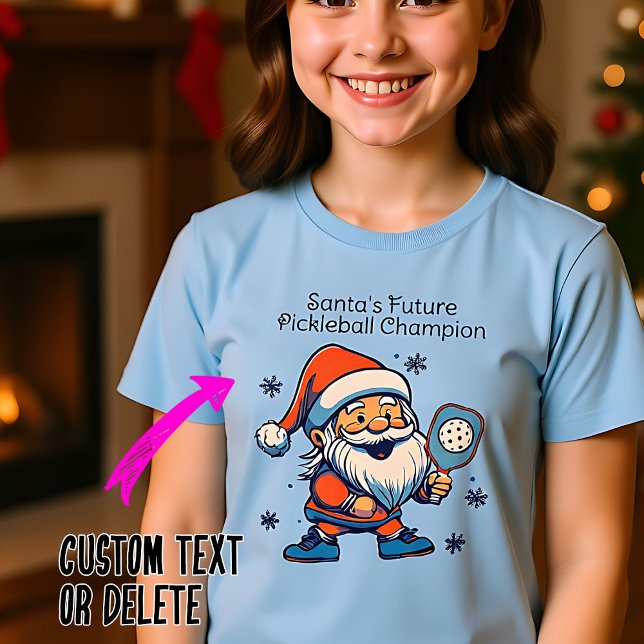 T-shirt Texte personnalisé Père Noël Pickleball Prodigy (Custom text Santa's Pickleball Prodigy T-Shirt)