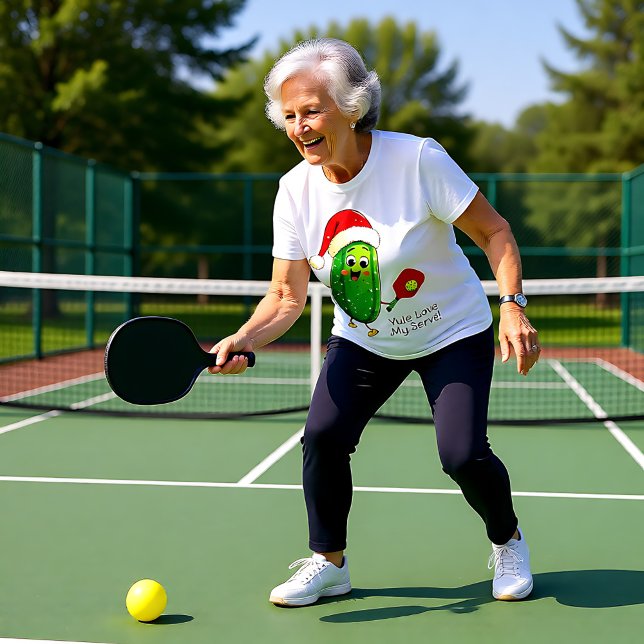 T-shirt Texte personnalisé Père Noël Pickleball Rally (Custom text Santa's Pickleball Rally T-Shirt)