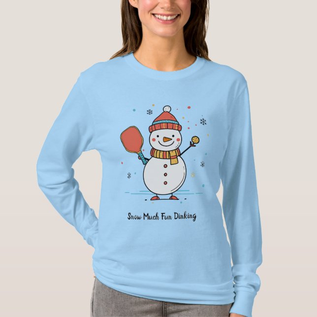 T-shirt Texte personnalisé Pickleball Snowman Cheval (Devant)