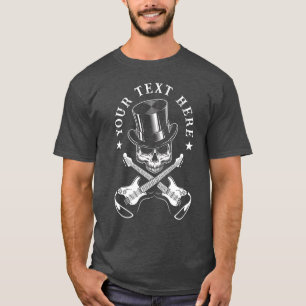T-shirt Texte personnalisé Roche & Rouleau Crâne avec guit