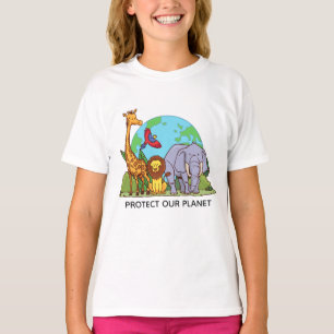 T-shirt Texte personnalisé Terre avec animaux