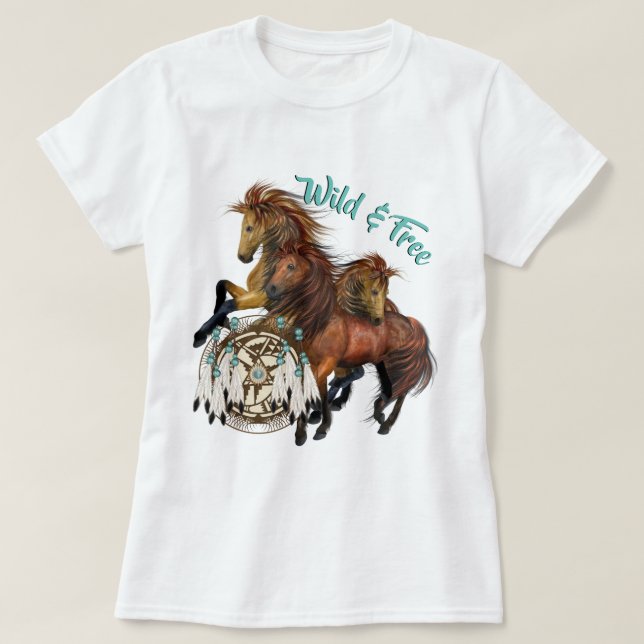 T-shirt Texte personnalisé Trois Stallions sauvages et Che (Design devant)