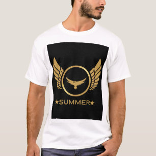 T-shirt Texte personnalisé Vibes d'été Gold Eagle Image Bl