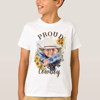 T-shirt Texte photo personnalisé Cowboy Accent tournesol
