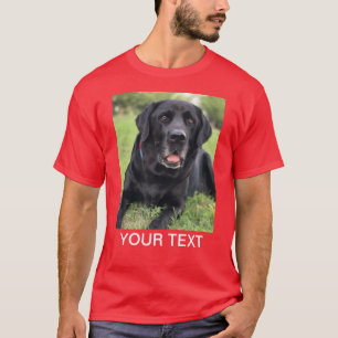 T-shirt Texte photo personnalisé rouge animal de compagnie