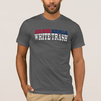 T-shirt Texte rouge de déchets blancs de collier bleu de
