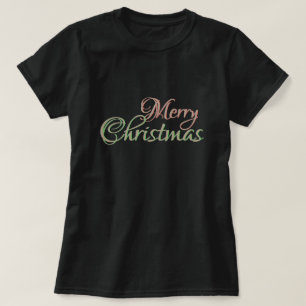 T-shirt Texte rouge d'or de vert de Joyeux Noël