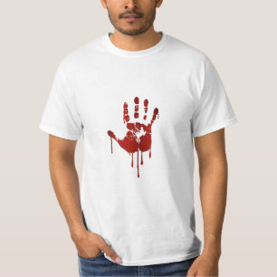 T-shirt Texte sanglant de la main   de Halloween sur la