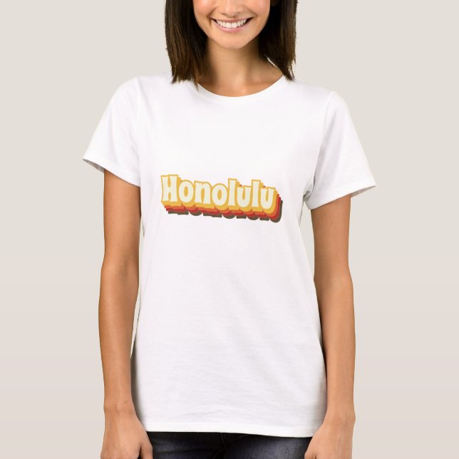 T-shirt Texte Vintage Honolulu Retro (Devant)
