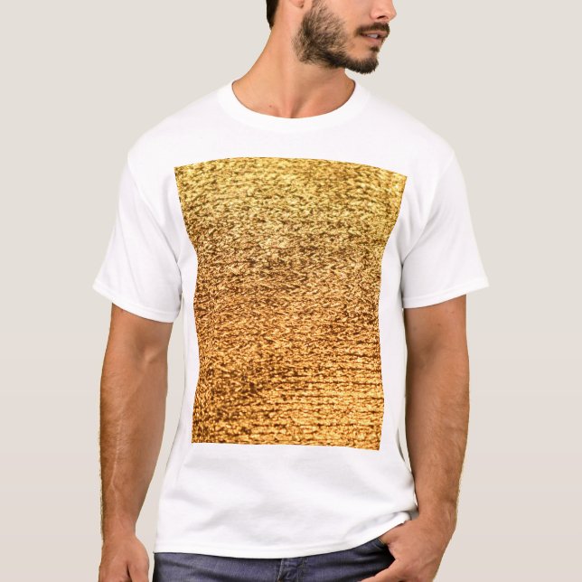 T-shirt Textile doré : macro arrière - plan glamour. (Devant)