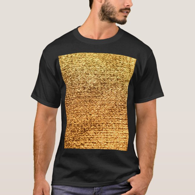 T-shirt Textile doré : macro arrière - plan glamour. (Devant)