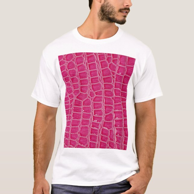 T-shirt Texture à motif d'alligator rose (Devant)