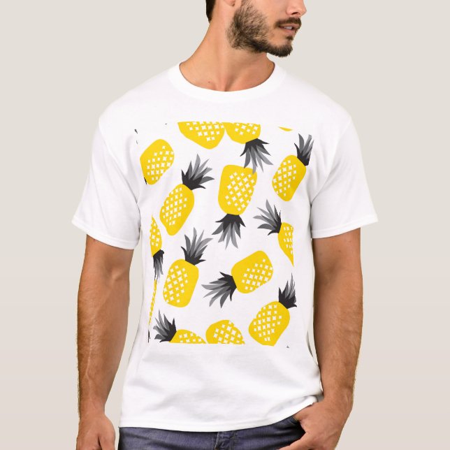 T-shirt Texture ananas, Motif d'été Vintage. (Devant)